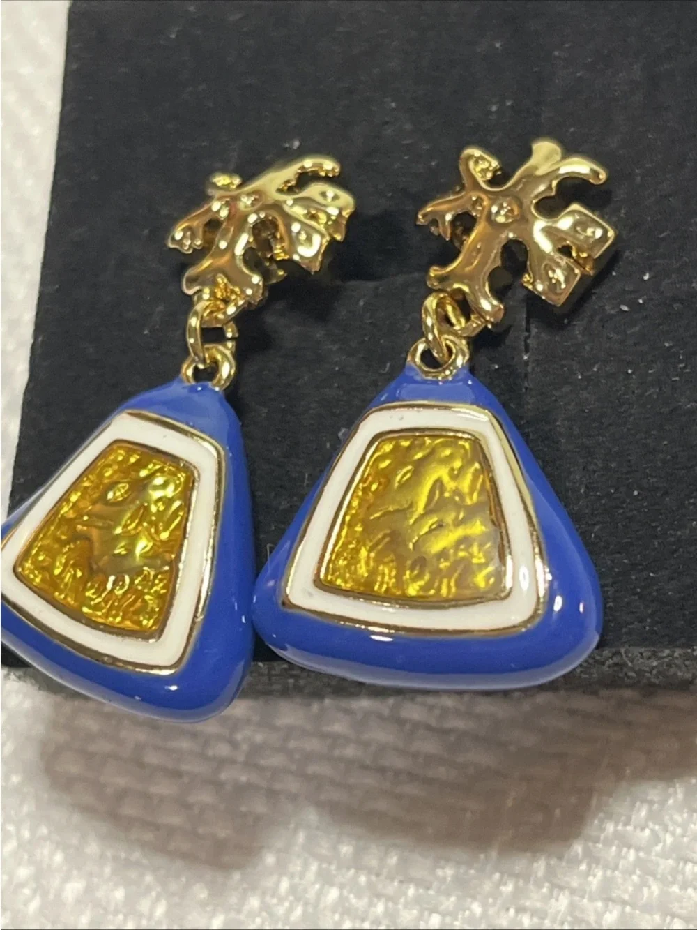Tory Burch Blue and Gold Drop Earrings